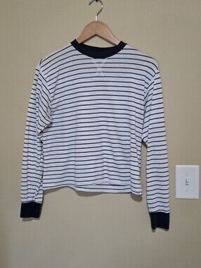 Brandy Melville White Tee with Navy Stripes